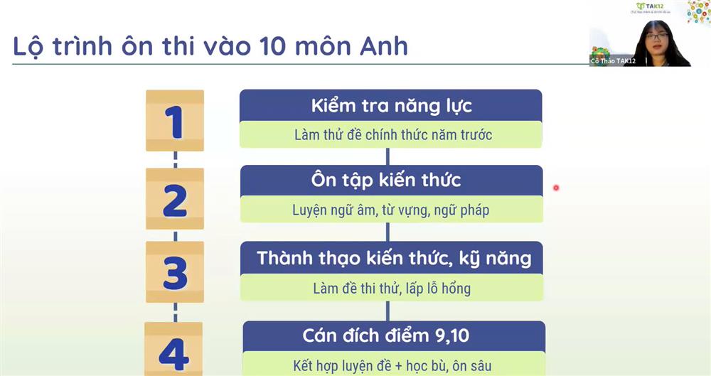 Cô Thảo chia sẻ lộ trình ôn thi vào 10 môn tiếng Anh
